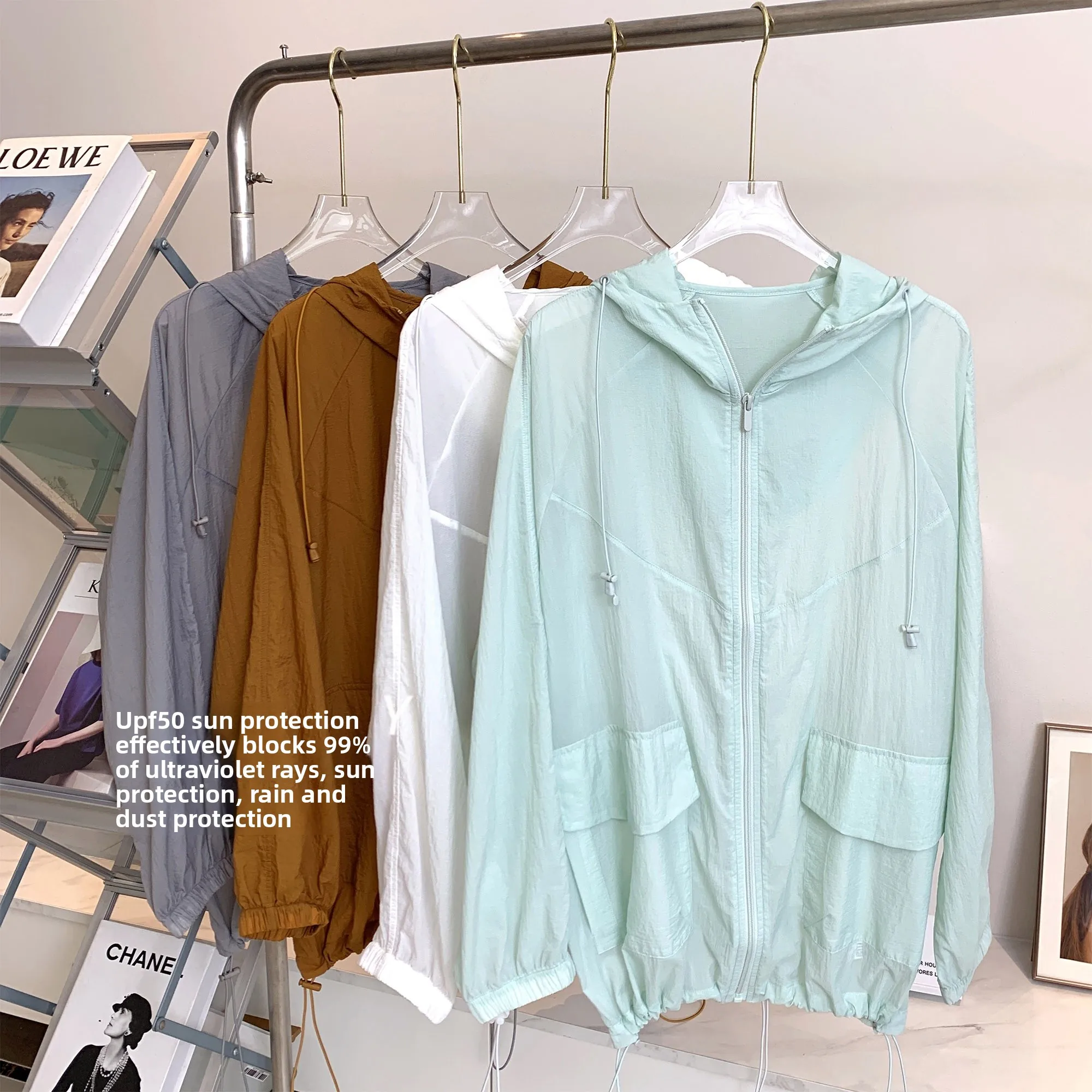 

Мужская легкая дышащая солнцезащитная ветровка с капюшоном на молнии ort Sve Polyester Jaet Commute Sle