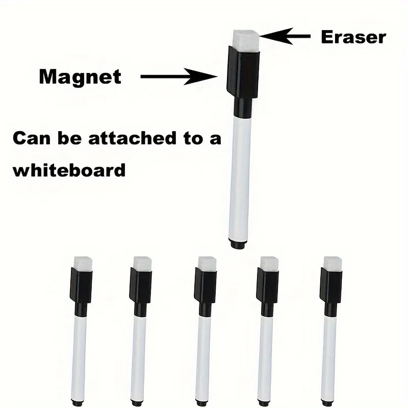 20 عبوة من أقلام التحديد الجافة السوداء ذات الطرف المتوسط مع محايات مدمجة |   علامات السبورة البيضاء للاستخدام المكتبي والفصول الدراسية، الكتابة السلسة