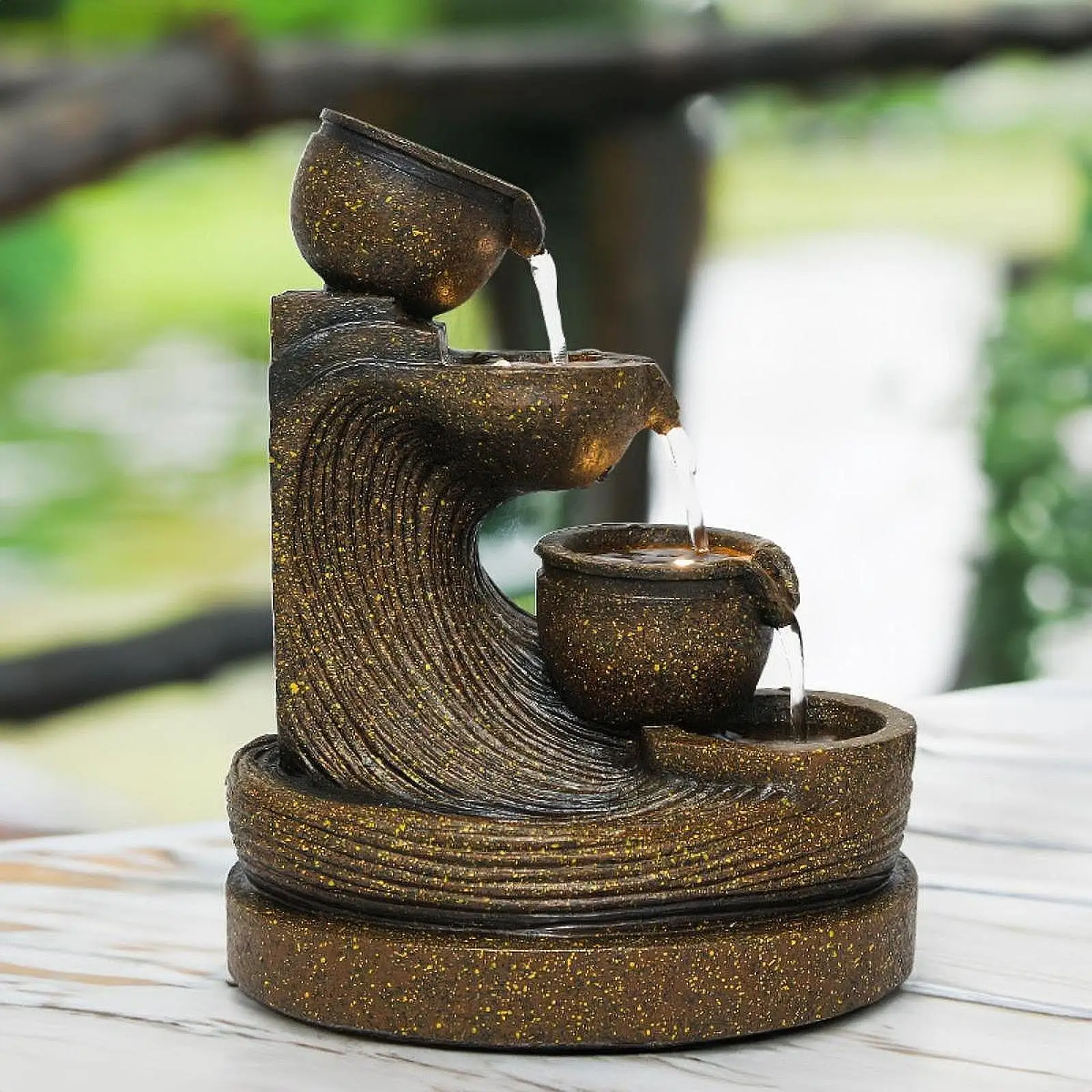 

Tabletop Water Fountain Rustic Decorative Figurine for Bedroom Yoga Tea Room