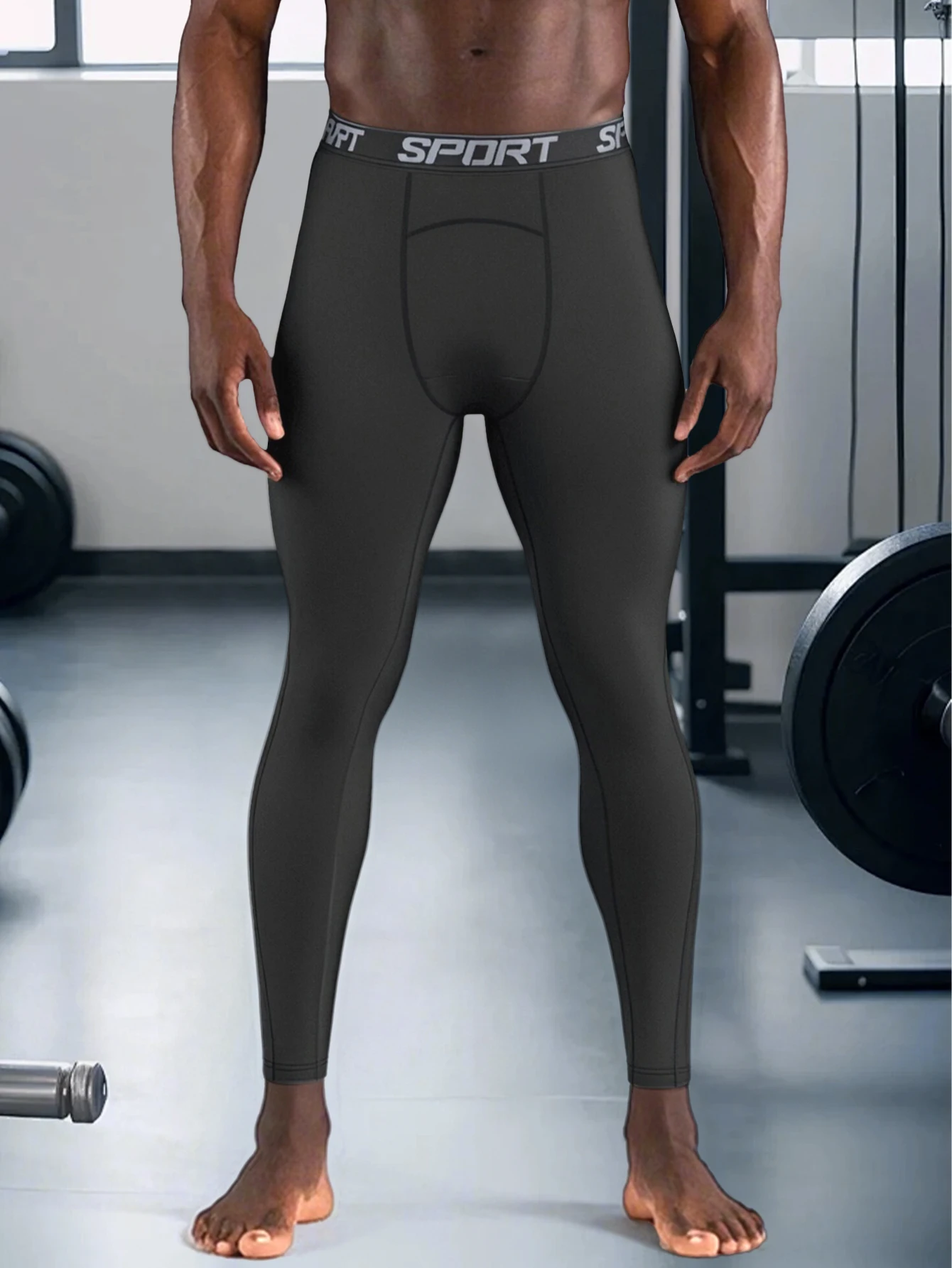 

Men's Solid Color Sports Fitness Tights High Elasticity Compression Pants Outdoor Running Training Basketball Tights Autumn