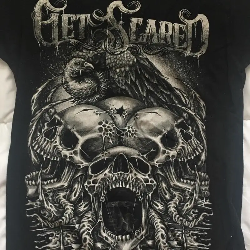 Vintage Get Scared Band Herren T-Shirt Schwarz Alle Größen S 4Xl