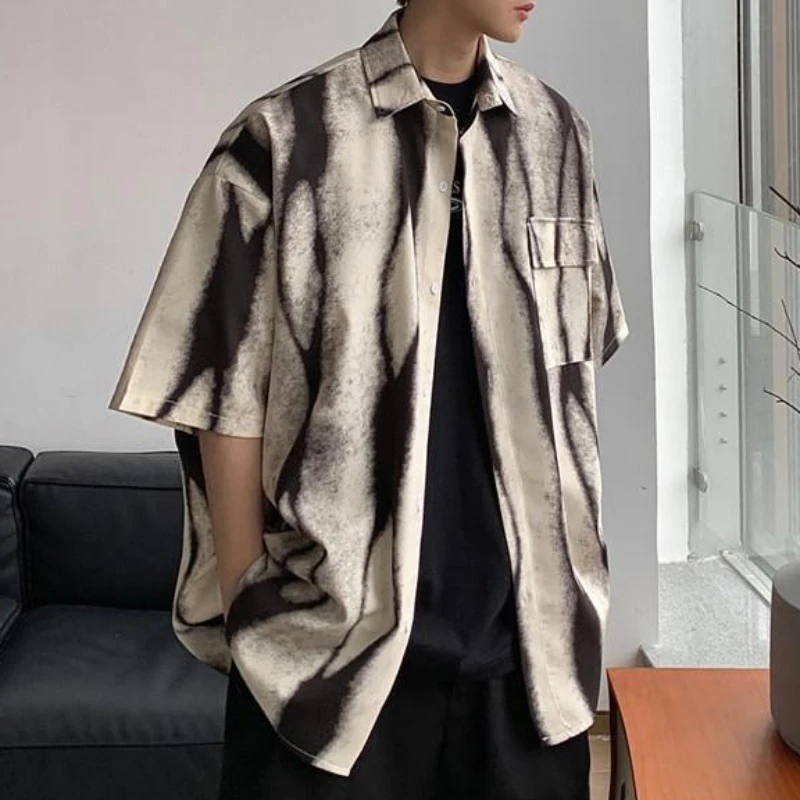 

Длинные рубашки женские летние для пар бойфренд свободные винтажные пляжные стили для отдыха в полоску Ulzzang простые с короткими рукавами Harajuku модные