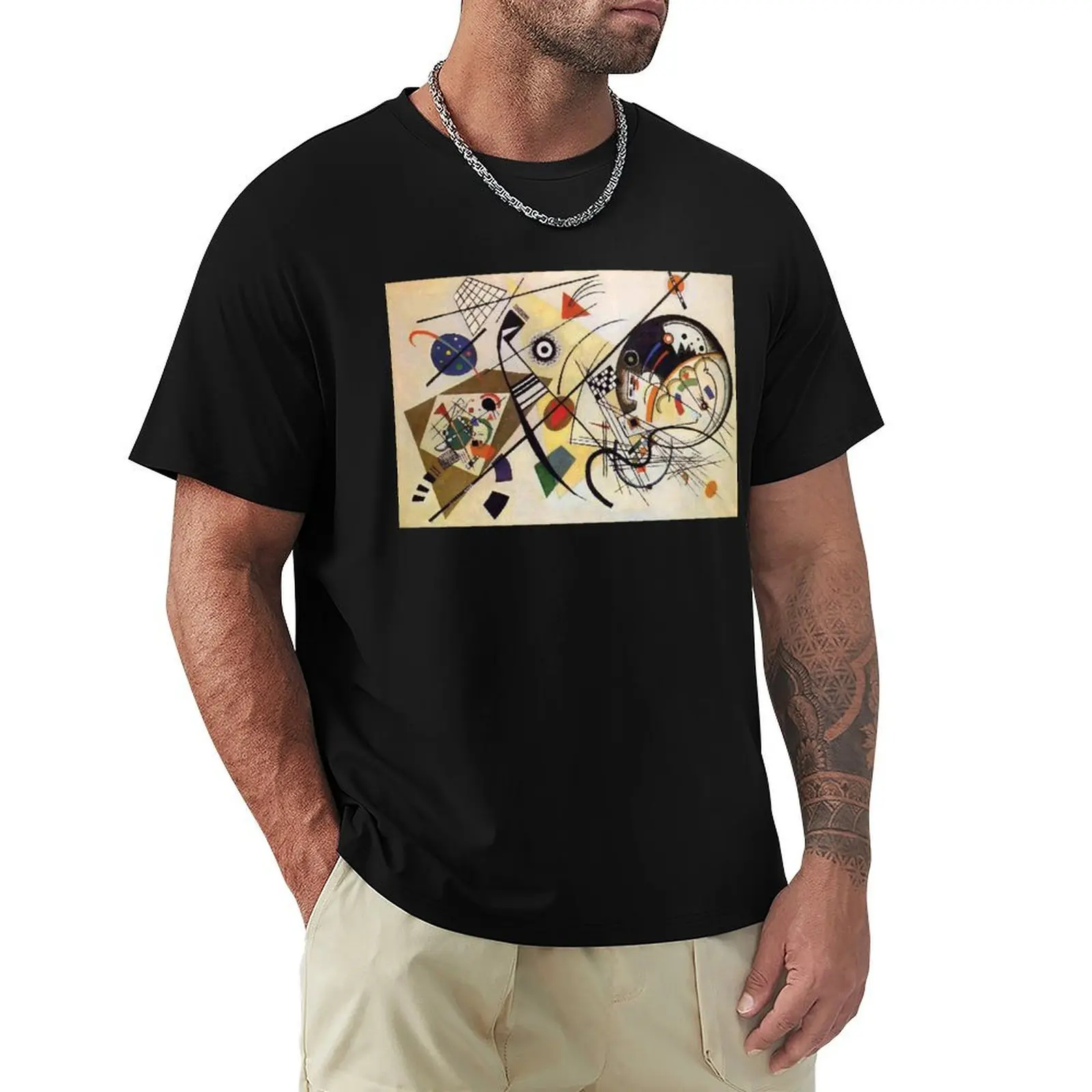 Transverse Line, Abstract, Wassily Kandinsky T-Shirt Basic Crew Neck Short Sleeve Top
