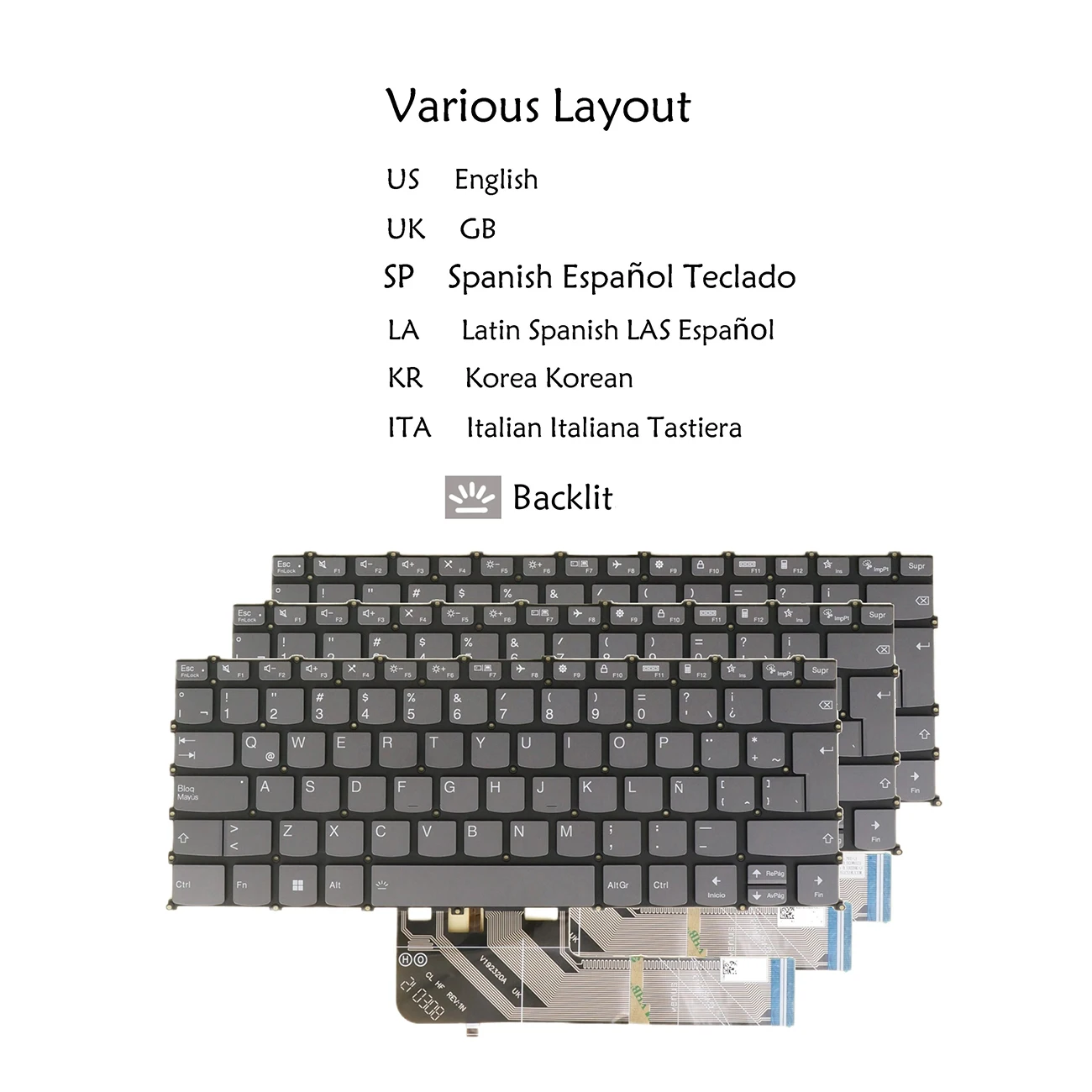 Backlit Laptop Keyboard For Lenovo IdeaPad / Flex 5-14ALC05 5-14ARE05 5-14IIL05 5-14ITL05 US English UK Spanish Korean Italian