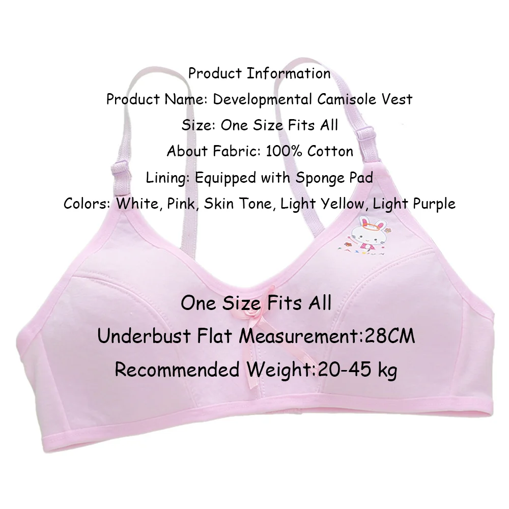 3PCS Children Cotton Underwear Girls Training Bras Breathable Teenage Brassiere Students Comfortable Versatile Puberty Underwear