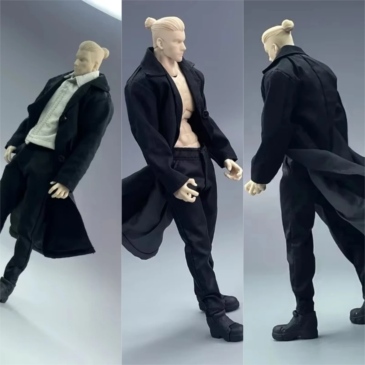 

1/12 Scale Male Soldier Overcoat Pants Shorts Jacket Fur Collar Coat with Belt Wire Shaping for 6" Romankey X COWL Doll Mosel