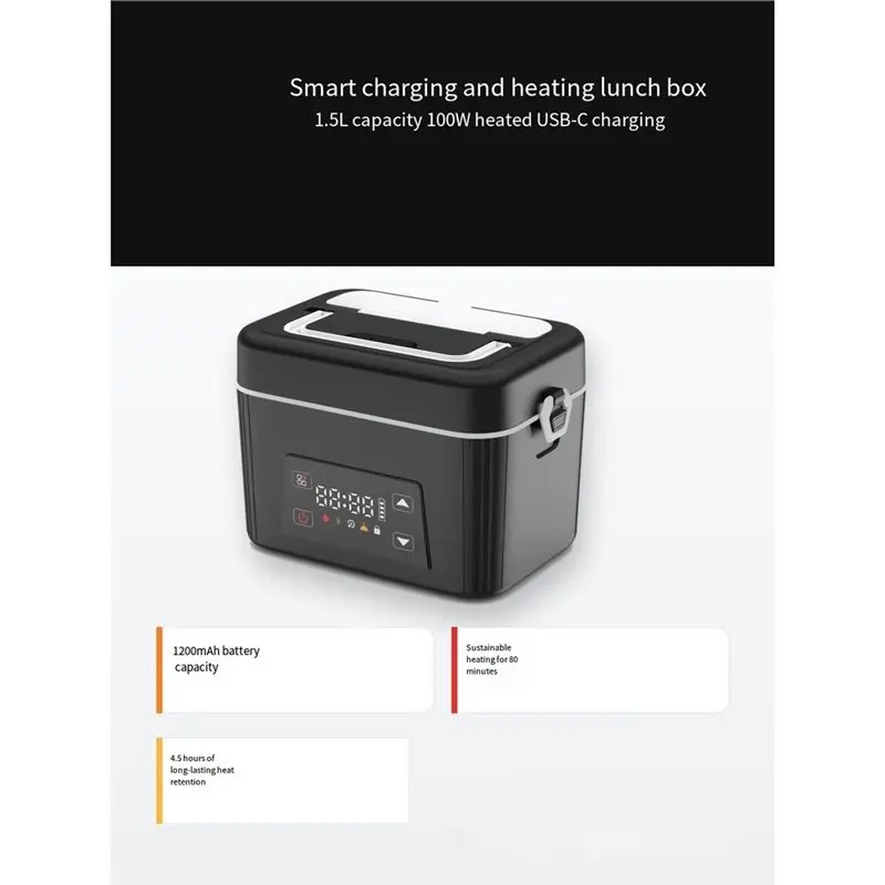ABMI-Upgraded Cordless Electric Lunch Box Heating Lunch Box For Construction, Car & Travel,