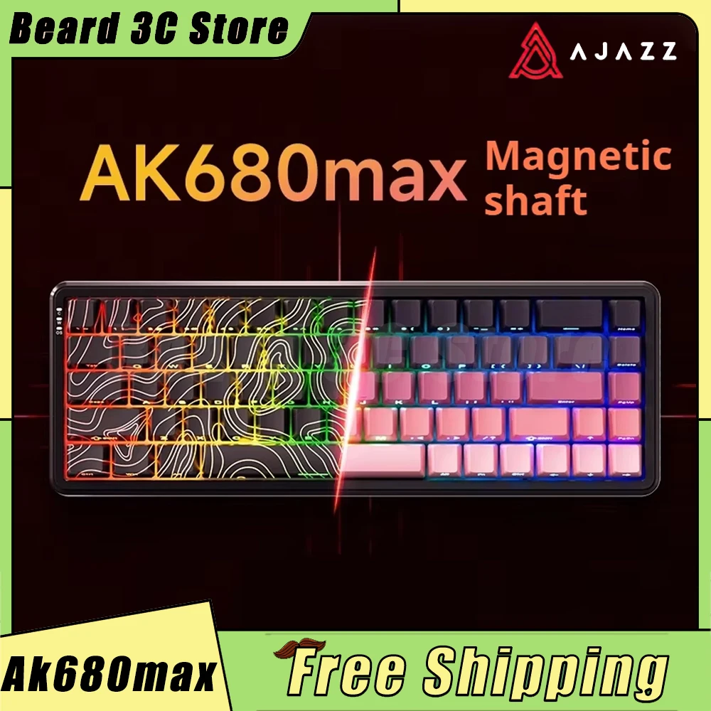 Ajazz Ak680max клавиатура с магнитным переключателем, проводная, 68 клавиш, киберспортивная игра, 8k, частота возврата, офисная компьютерная игровая механическая клавиатура, подарок на заказ