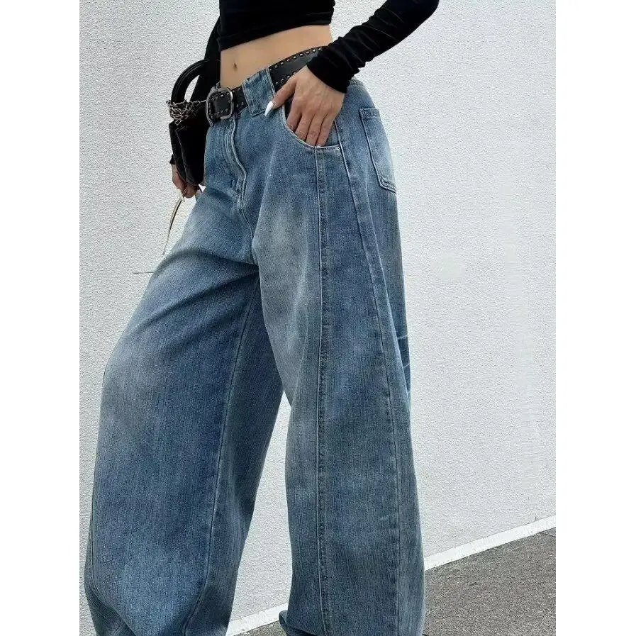 

Мужские джинсы Harajuku с принтом, высокая талия, прямые штанины, хлопок/полиэстер, стиль хип-хоп, уличная мода