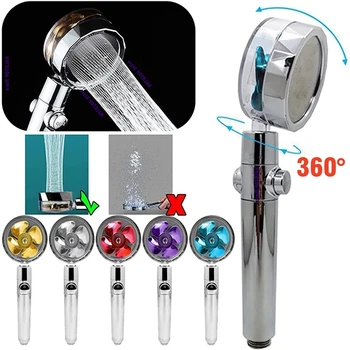 360 Degrees Turbo Rotating Fan Shower Head High Pressure Water Saving Spray Adjustable…