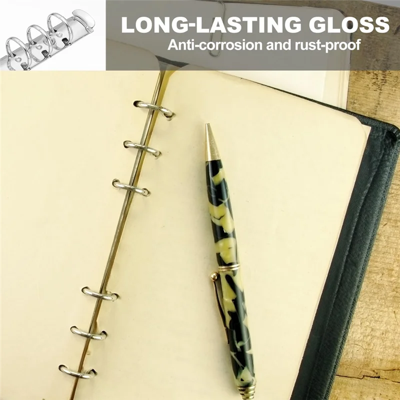 A19E-B5 9-Hole Ring Binder Mechanisms, 4 Set Binder Spine Replacement For Binder Planners,2Cm, Silver