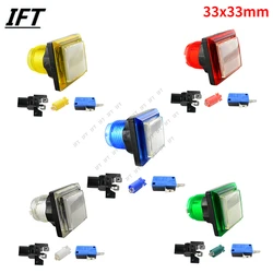 1pcs 33x33mm Square Push Button Arcade 5 Colors LED Momentary Illuminated Switch 12V Light Vending Machine Slot Game DIY Parts