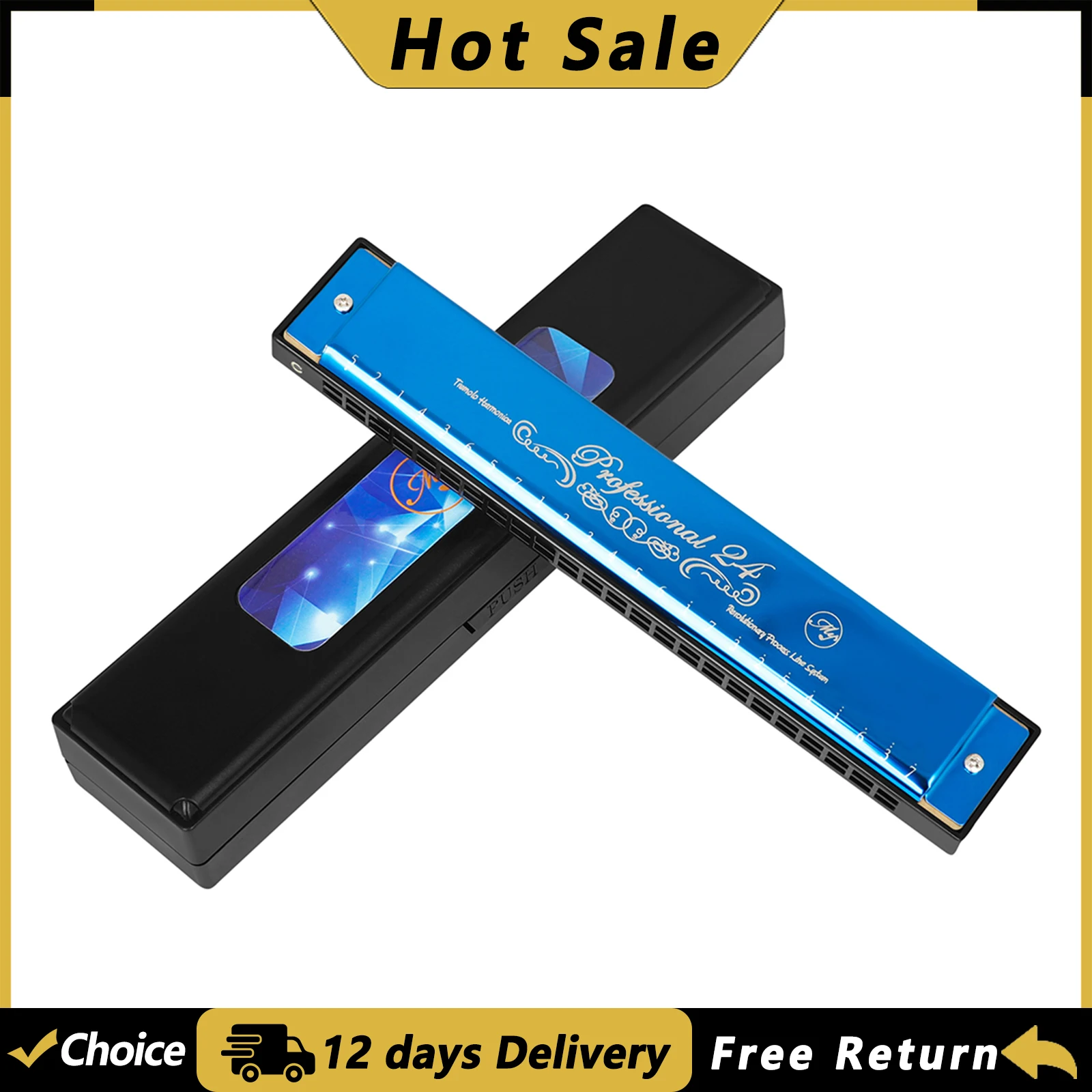 24 حفرة C-مفتاح هارمونيكا المهنية ABS الراتنج شبكة هارمونيكا للمبتدئين أداة عزف موسيقى مع علبة تنظيف الملابس #1