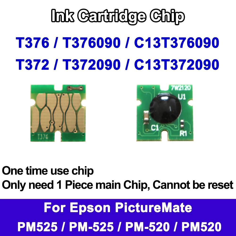 T372 T376 T372090 T376090 Refill Ink Cartridge Chip For Epson PictureMate PM520 PM-520 PM-525 PM525 Printer Disposable chip