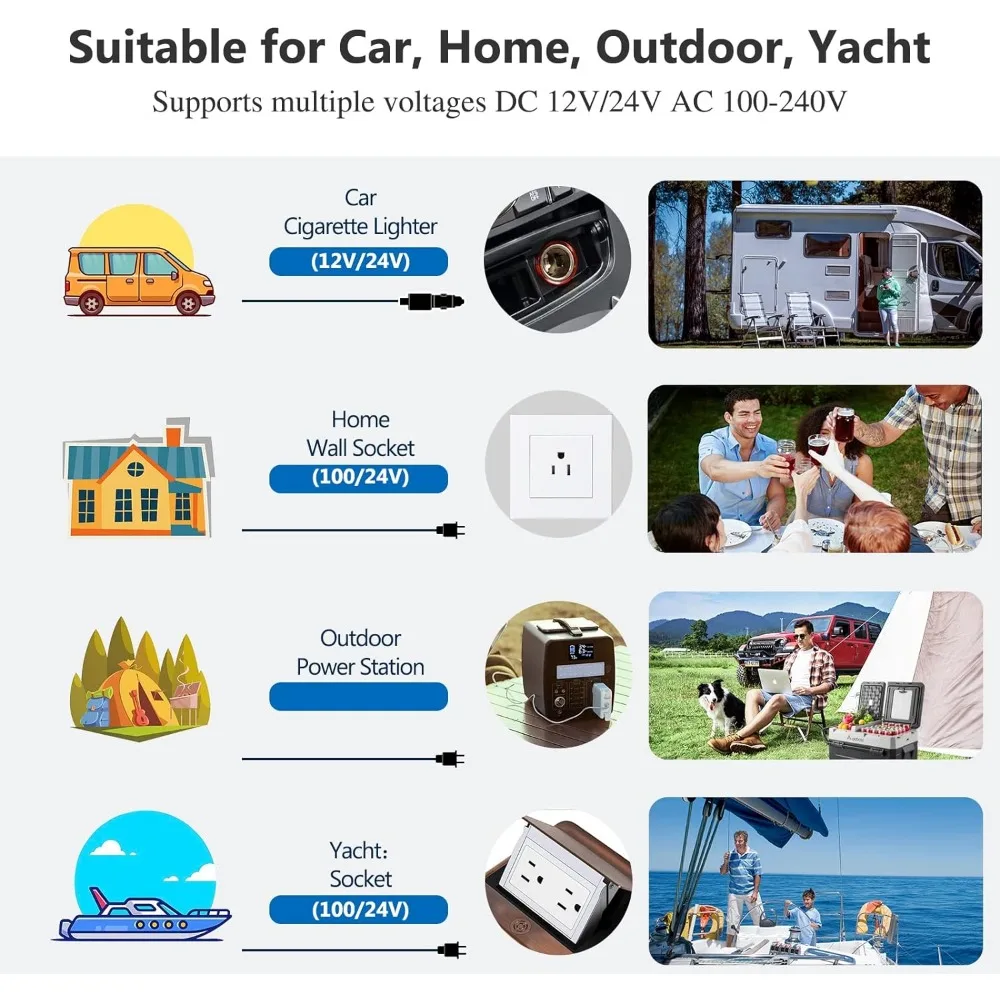 12 Volt Car Refrigerator Portable Beach Cooler With Wheels Car Fridge Dual Zone WiFi APP Control Outdoor Refrigerators Icebox