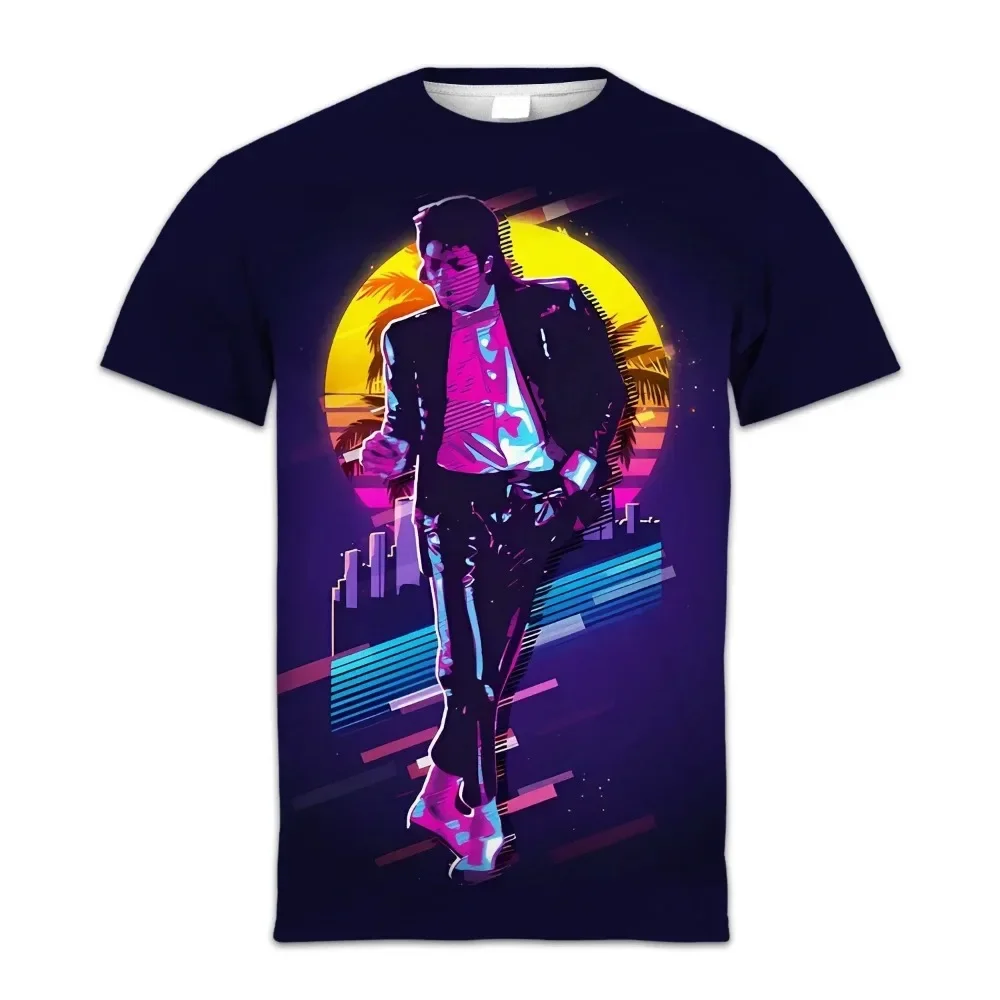 

3D Printed Casual and Fashionable Oversized Round-neck Short-sleeved T-shirts for Men and Women by Singer Michael Jackson