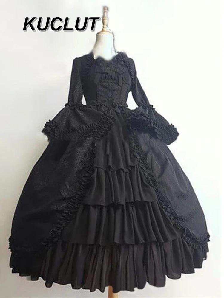 

Large Size Dark Goth Style Ji Sleeves Cosplay Women's Long Sleeve Dresses Spring and Autumn Fashion Elegant Dress Femme