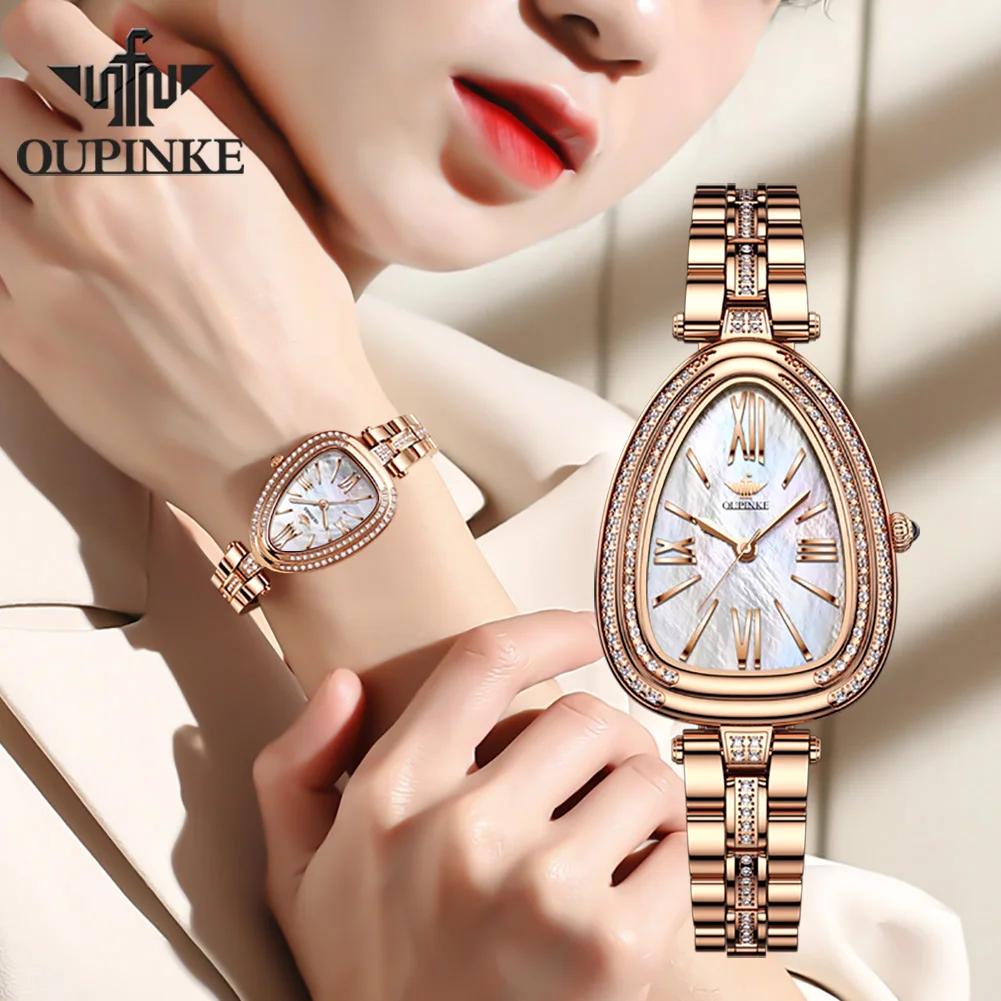 OUPINKE 3192 Watches for Women Swiss Movement Luxury Diamond Sapphire Mirror Watperoof Original Elegant Dress Ladies Wrist Watch