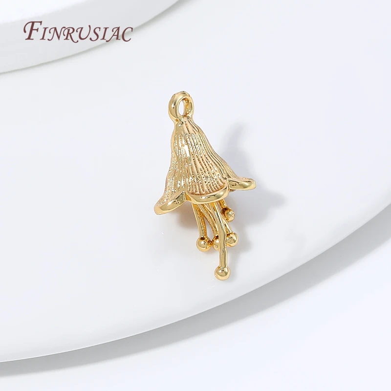18K Gold Plated Jellyfish Charms,Brass Marine Life Pendant For DIY Necklace Bracelet Earrings Jewelry Making Findings view 2