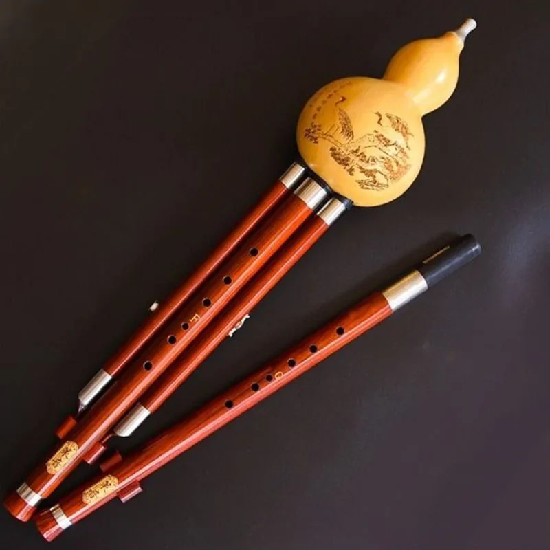 2 Tone Removable Hulusi Professional Performance Gourd Flute Beginner Detachable Hulusi Traditional Chinese Musical Instruments