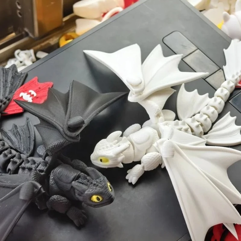 

Cartoon Black and White Dragon Anime Figure folding wings Desktop Model Ornaments Home Decoration Children Birthday Gifts Toy