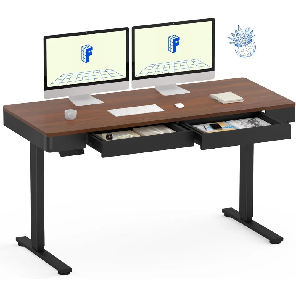 

Electric Adjustable Height Standing Desk with Drawer, 55" x 24" Full-Size Desk for Home and Office Use