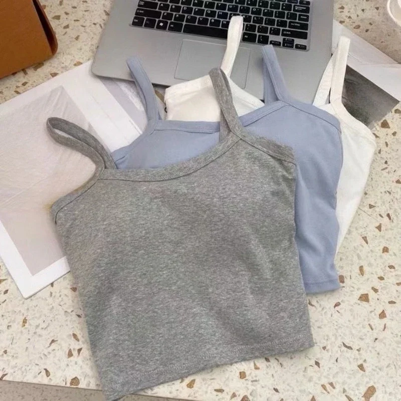 2Pcs Women's Sexy Sleeveless Crop Top Set Fashion Camisole Tube Tops Lingerie Basic T-shirt Vest Hot Lady's Underwear Girl
