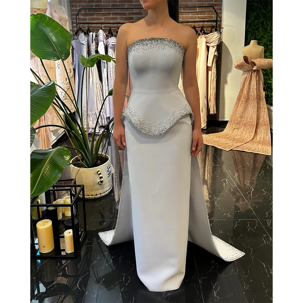 

Exquisite Evening Dress Customized Strapless Beading Sequin Straight Elegant Wedding Guest Gowns for Women Formal Party Dress