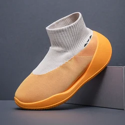 Sneakers Casual Plus Size 45 Men Running Shoes Fashion MixedColors Knitting Mesh Breathable Height Increased Platform Sock Shoes