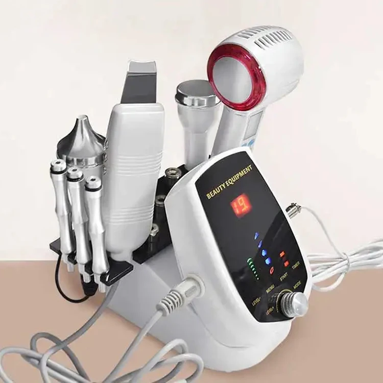 5 In 1 Portable Ultrasound Diamond Microdermabrasion Machine Ultrasonic Scrubber Face Scrubber skin Care Tools Hot & Cold Hammer