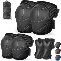 Kids/Youth Knee Pads and Elbow Pads Set with Wrist Guards for 4-16 Years Skateboard Roller Skating Skiing Rollerblading Cycling