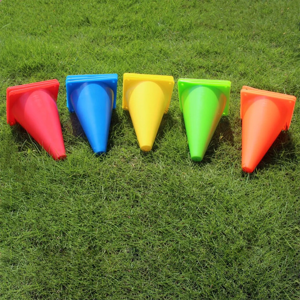 12 Pieces PE Cone Portable Replacing Solid Color 23cm Basketball Football Sport Training Cones Aid Accessories