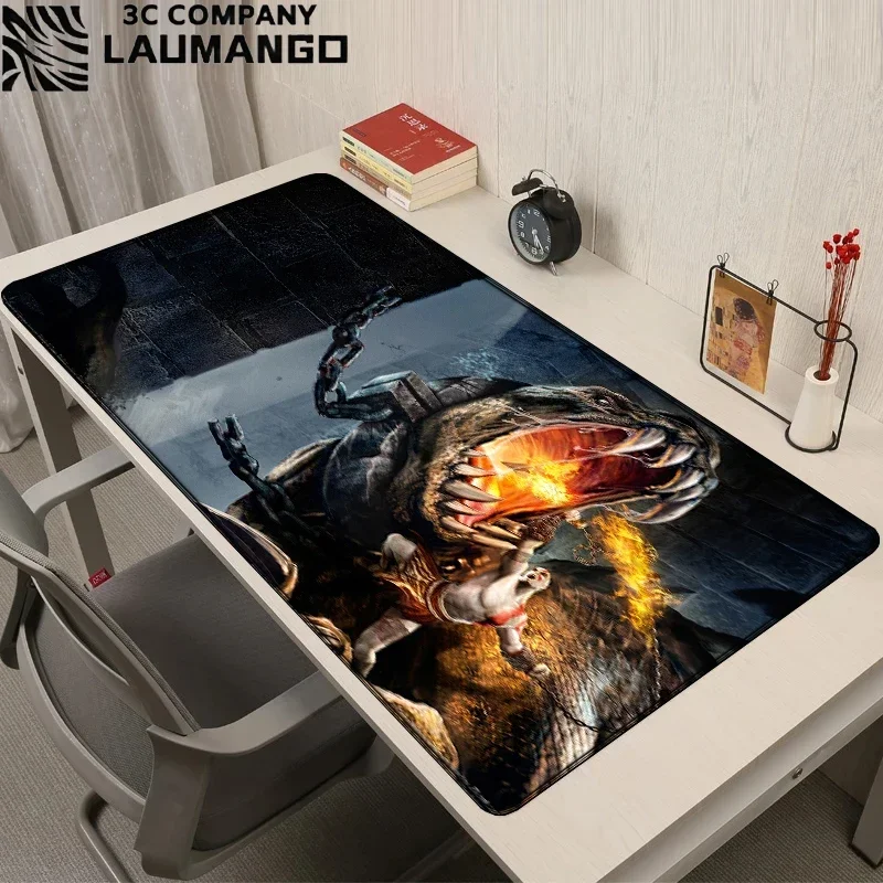 Alas Mouse God of War untuk Laptop Gaming, Alas Mouse Kartun Ukuran Besar, Alas Mouse Gamer Anime, Alas Keyboard, Aksesoris Meja, Alas Meja