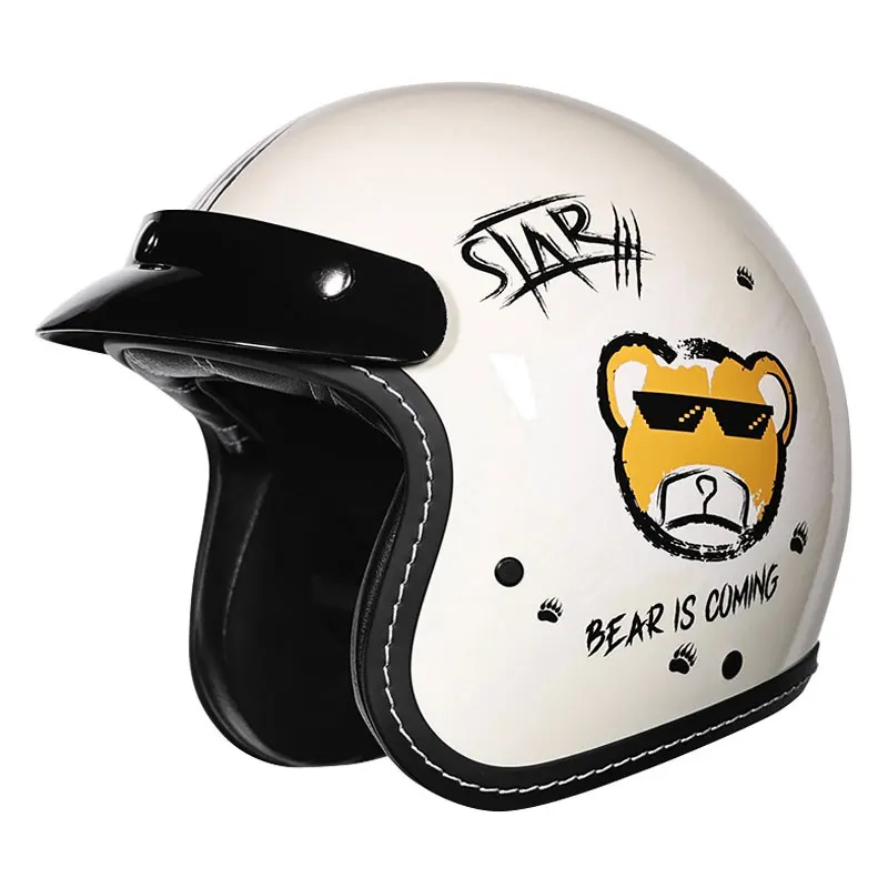 DOT Approved Open Face Motorcycle Helmet Adults 3/4 Retro Jet Helmet Men Women Motorbike Casco for Moped Cruiser Bobber Chopper