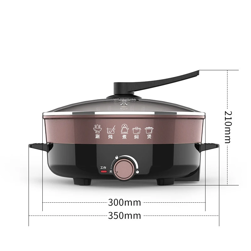 Olla eléctrica multifuncional de 1500W y 4,5l, sartén calefactora, olla de cocina eléctrica, olla caliente, fideos, arroz, huevos, sopa, olla de cocina