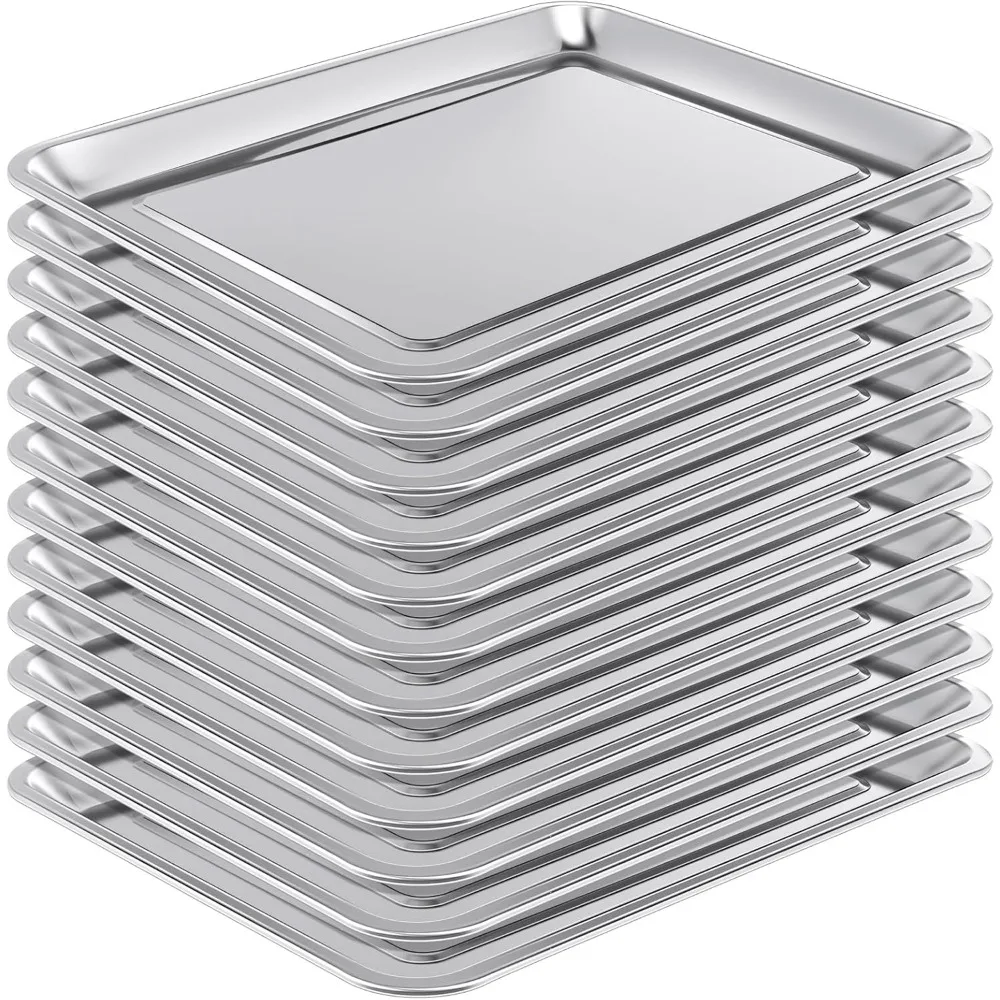 

12 Pack Stainless Baking Sheet Cookie Pans 18 x 13 x 0.8 Inch Metal Serving Trays with Widen Edge Baking Trays Nonstick Cookie S