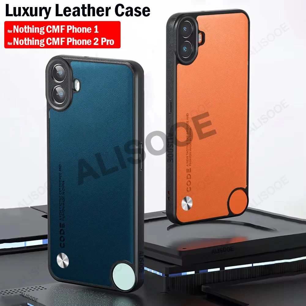 Shockproof Funda for Nothing CMF Phone 1 2 Pro Case Luxury Fiber Texture PU-Leather Protection Capa for Nothing CMF Phone1 Cover