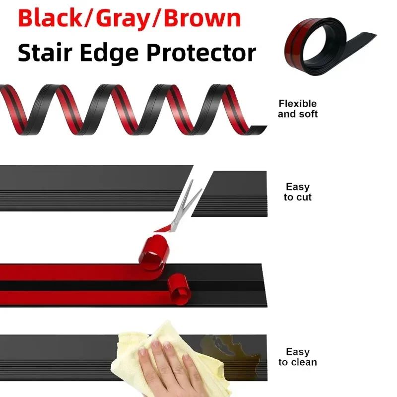 

Stair Edge Protector Black,Gray,Brown Non-Slip Stair Edge Trim 3.3FT Edging Protector Waterproof Bathroom Hardware Accessories