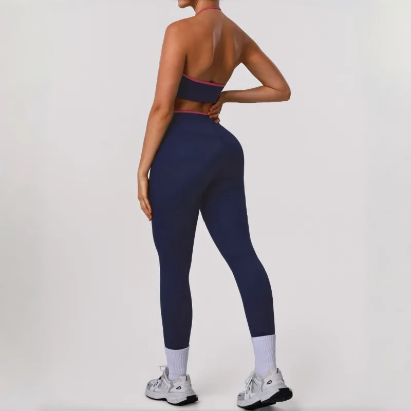 

2-piece Seamless Yoga Sets for Women Sports Fitness Gym Bodysuit Tight Fitting Bra Hip Lifting Pants Training Running Sportswear