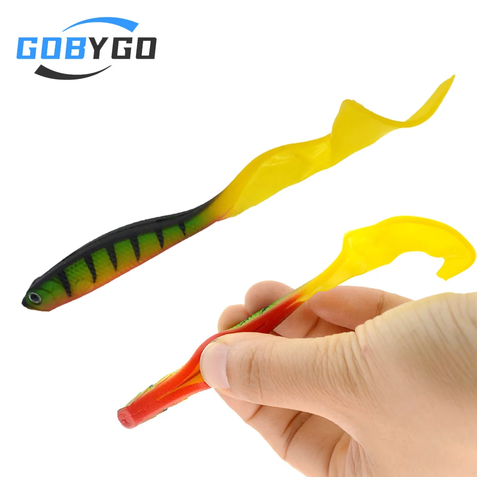 GOBYGO 12.5CM/5.5G Soft Fishing Lure Artificial Silicone Worm Carp Pike Wobblers Jig Bait Flexible Tail Swimbait Pesca Tackle