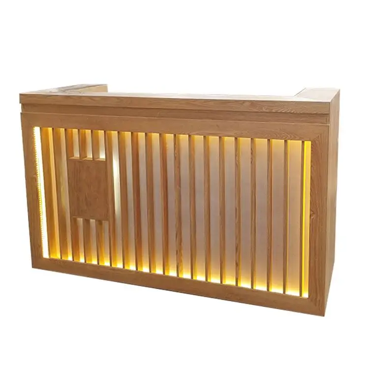 

us-Factory Customize White Beauty Salon Reception Desks Table Modern Cash Counter Salon Design Furniture with Led Light！