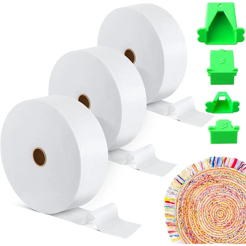 

ABBP-DIY Fabric Roll Batting Strips With Tube Maker, 3 Rolls 150 Yards, 2 1/2 Inch Cotton Blend Quilt For Rugs