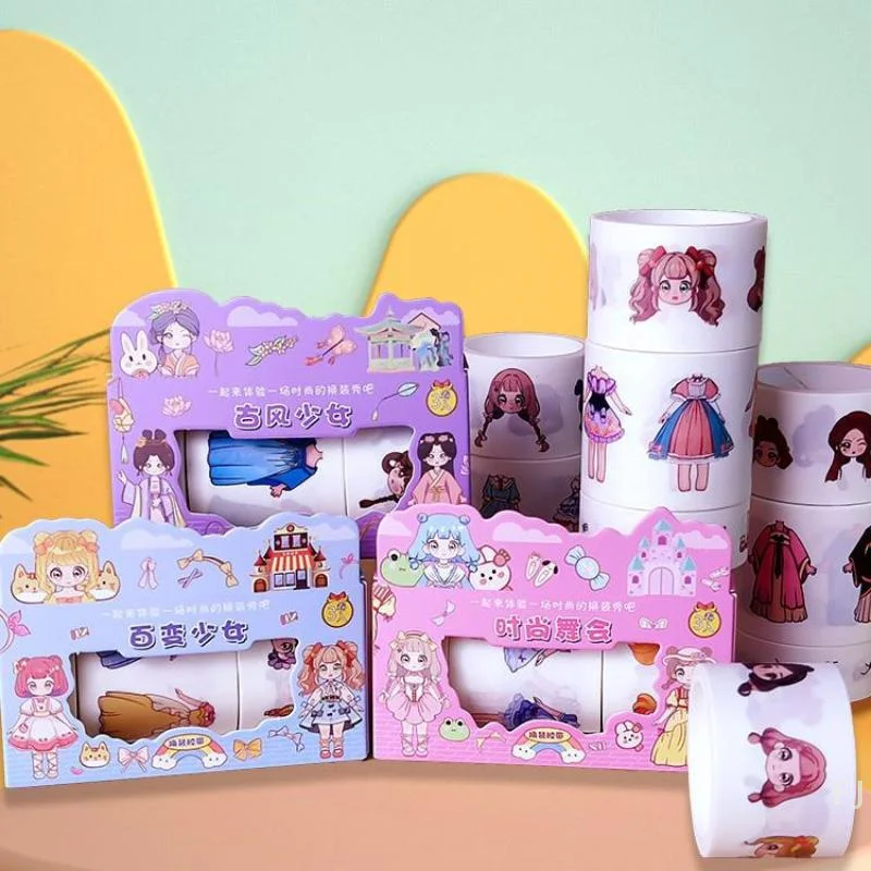[YU]Cute Princess Dress Up Waterproof Sticker Girl Cartoon Washi Tape Set Cute Children's Handbook Character Decoration Sticker