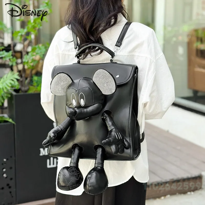 Mickey 2025 New Doll Backpack Fashion High Quality 3D Doll Crossbody Bag Solid Color Versatile Multi Functional Storage Backpack