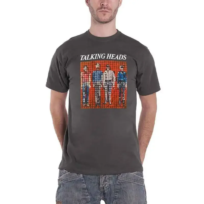 Talking Heads T Shirt Pixel Portrait New Official Charcoal Grey