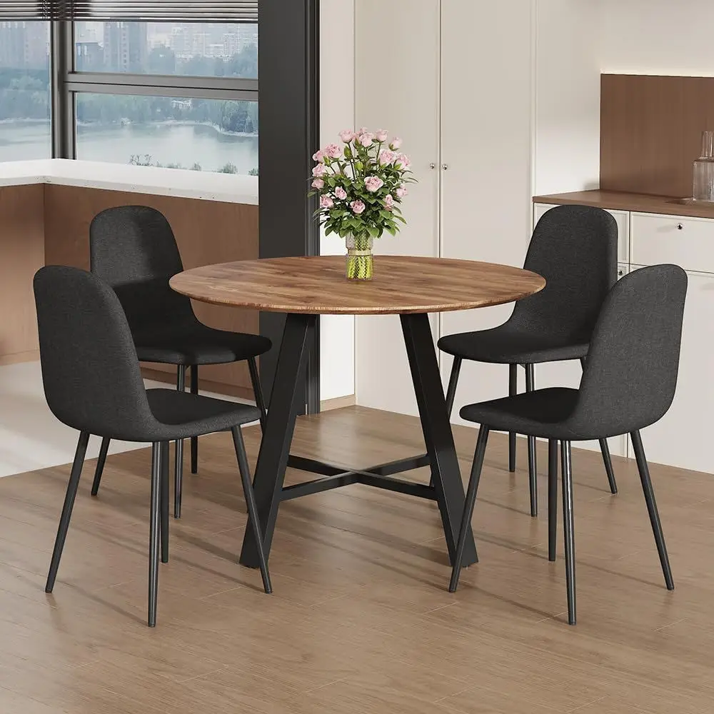 

4-Seat Round Dining Table Set with Chairs for Kitchen or Living Room, Ideal for Small Spaces