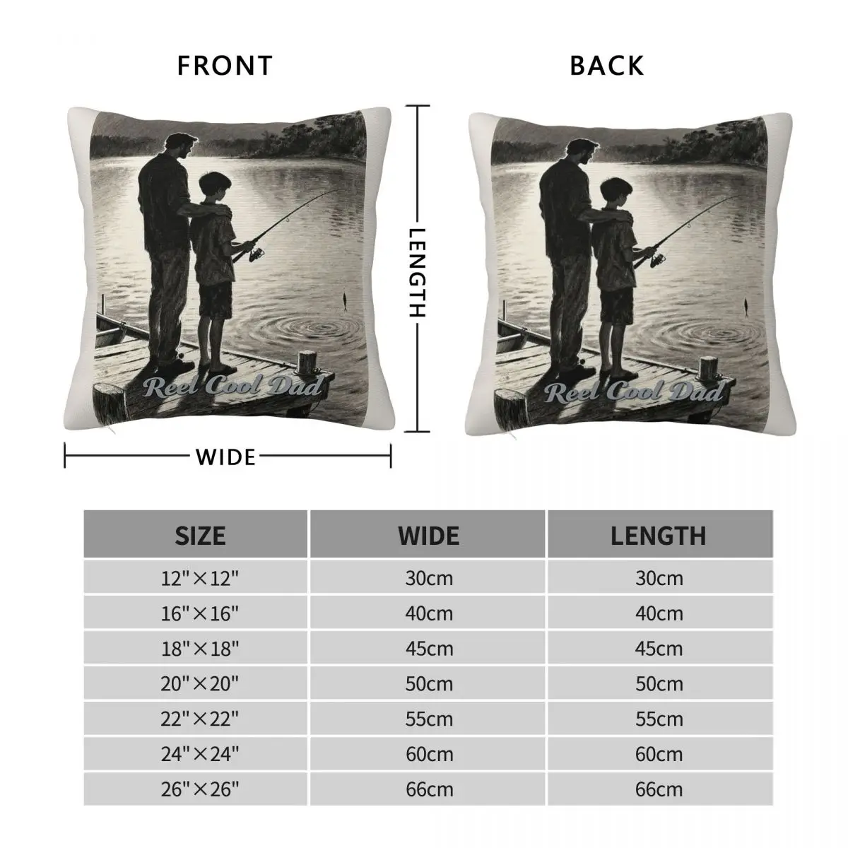 Reel Cool Dad Father Son Fishing Square Pillowcase Polyester Linen Velvet Pattern Zip Decor Sofa Cushion Cover