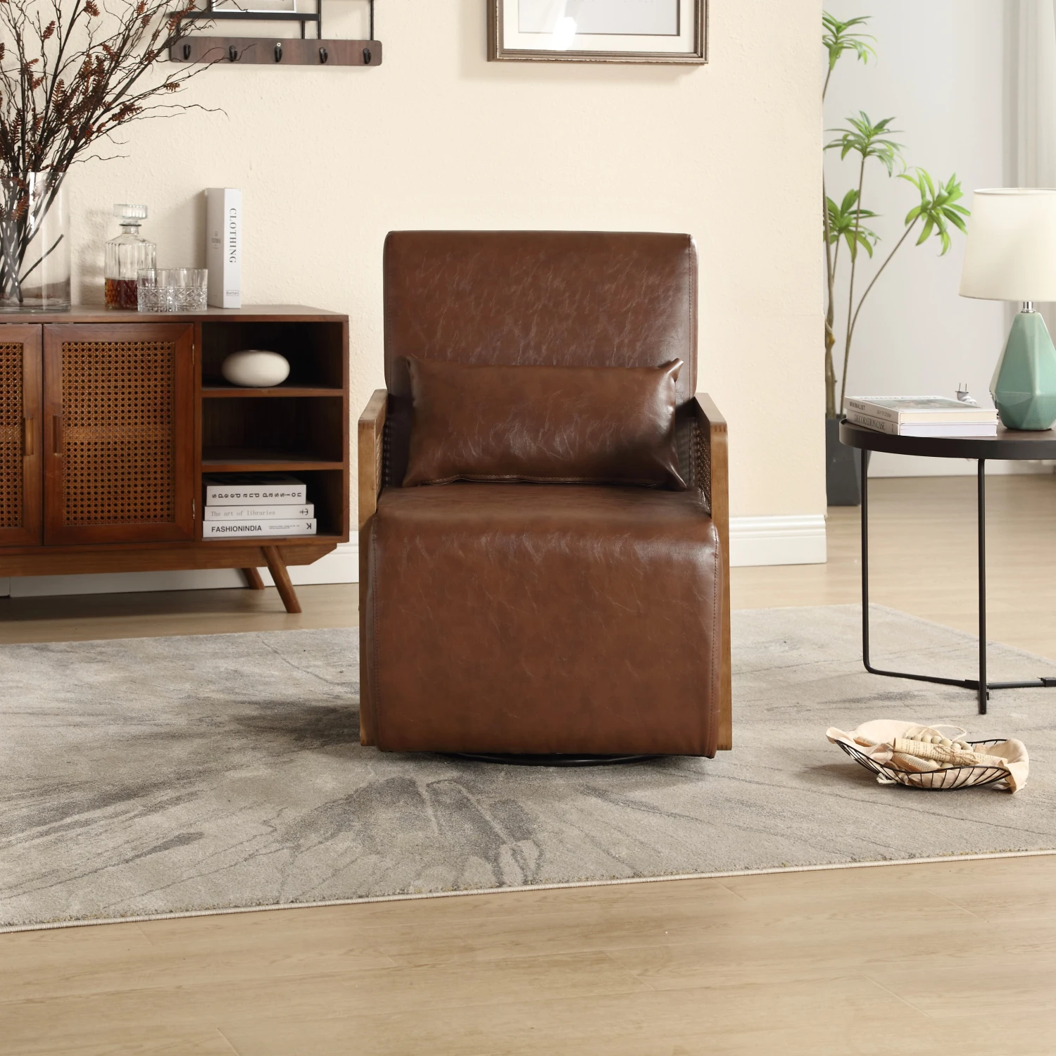 COOLMORE Modern Comfortable Upholstered Accent Chair/ PU Leather Chair for Living Room, Bedroom