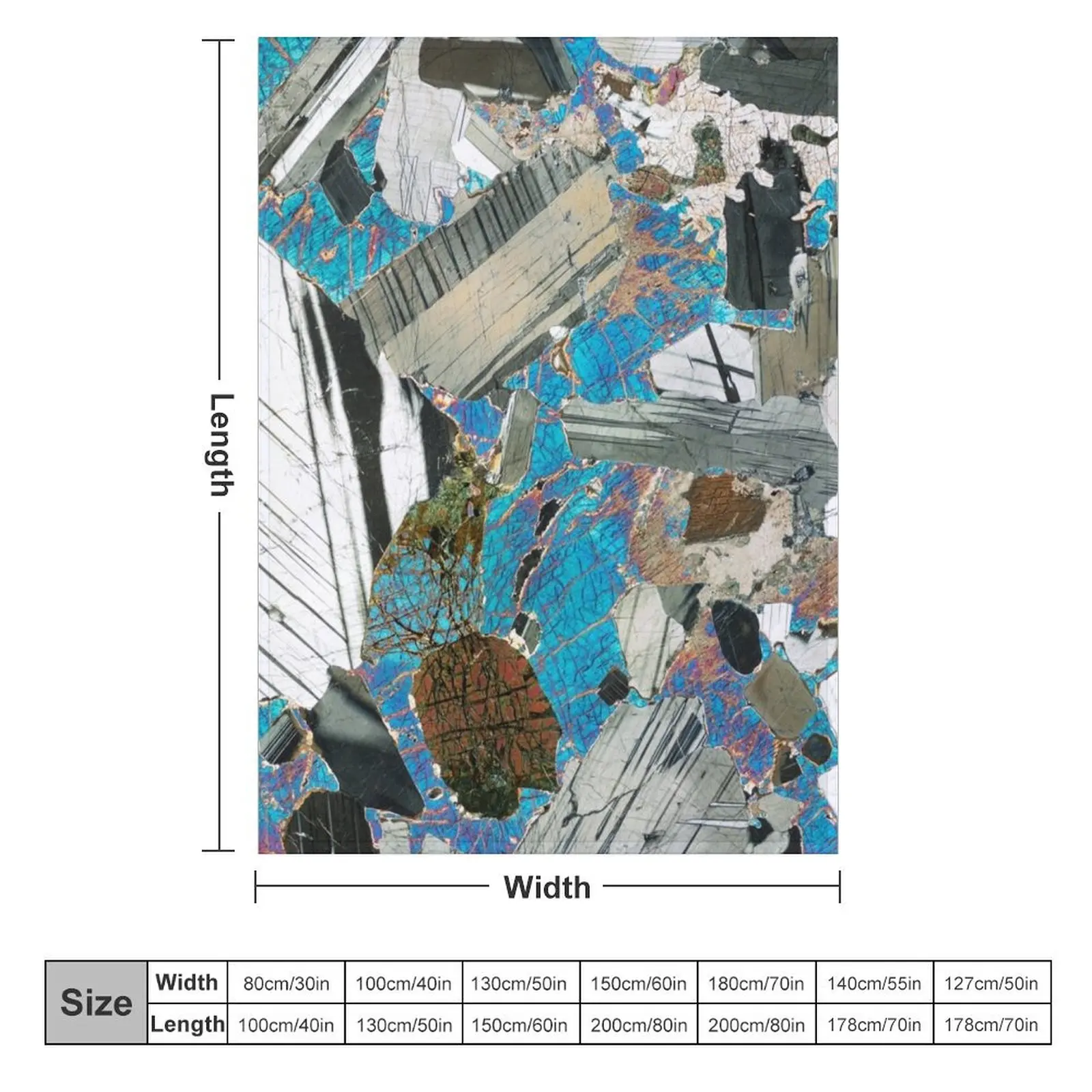 Gabbro from Huntly, Scotland rock thin section microscope photo - Scottish geology gift Throw Blanket Decoratives Blankets