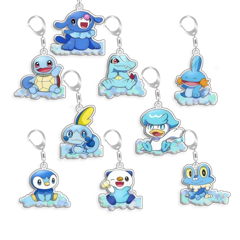 Llavero de acrílico con diseño de Pokémon Elf Qikchu Squirtle Piplup Oshawott Quaxly Mudkip, hecho a mano, bonito, de dibujos animados, anime, colgante, juguete, regalo, 5 cm